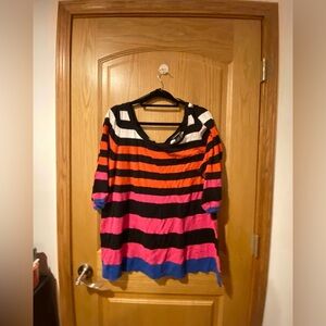 Lane Bryant Plus Size 18 20 Colorful Stripe Sweater w/Back Tie Detail